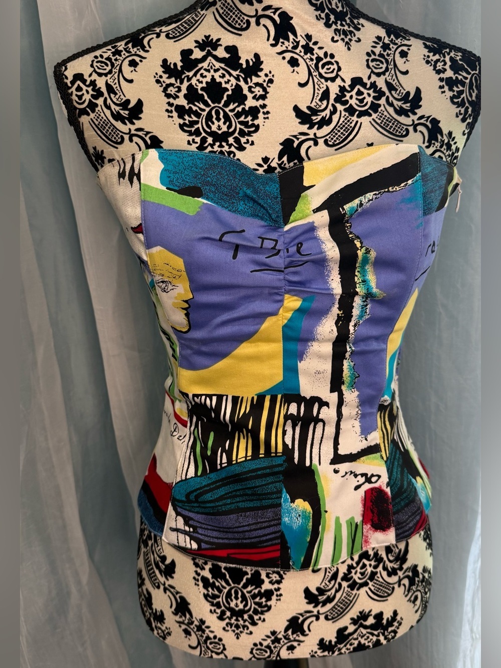 Laurèl Escada 2-Piece Abstract Art Print Ensemble (Jacket + Strapless Corset/Bus - Picture 5 of 15